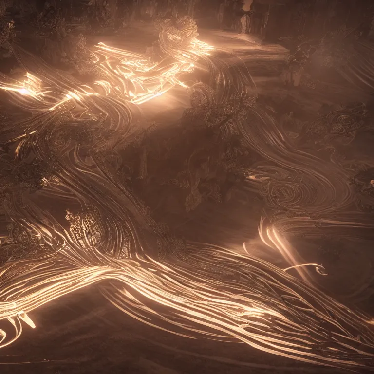 Image similar to simple light streaks and ornate flowing light streams, unreal engine