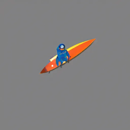 Image similar to a cosmonaut surfing in space, low polygons style