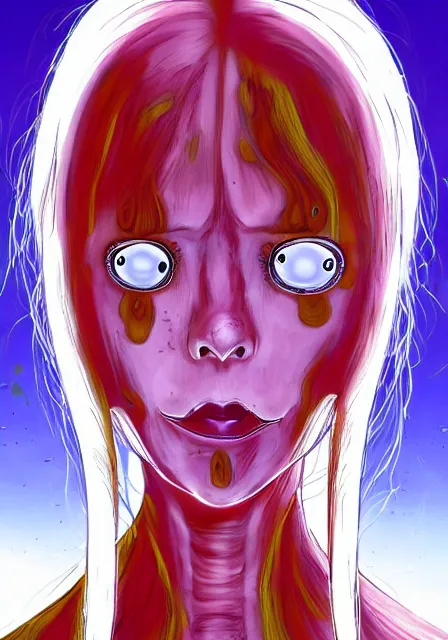 Image similar to portrait of a beautiful slime woman by junji ito, 8 k, hd, saturated,
