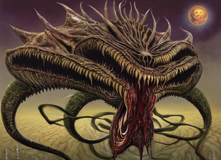 Prompt: fractal portrait of joker as venom of of the last survivors on earth witness the end of the world, by giger and vladimir kush