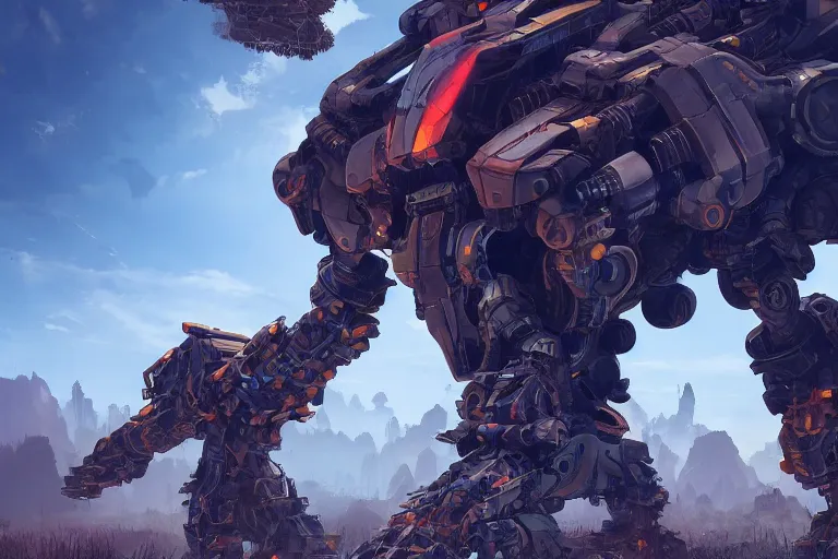 Image similar to stalker machine mecanical creature robot of horizon forbidden west horizon zero dawn radiating a glowing aura global illumination ray tracing hdr fanart arstation by ian pesty and alena aenami artworks in 4 k