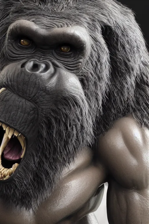 Image similar to cyborg ape, ultra realistic, concept art, intricate details, highly detailed, photorealistic, octane render, 8 k