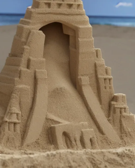 Image similar to a detailed sandcastle with the face of natalie dormer