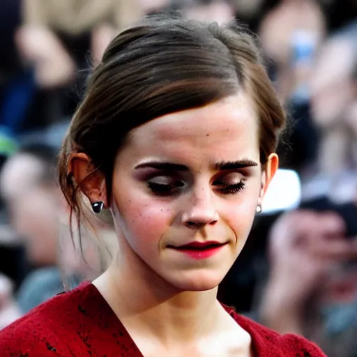 Image similar to emma watson crying with tears on cheeks