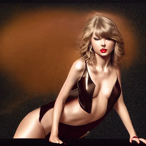 Prompt: Taylor Swift album cover by Hajime Sorayama, metallic render