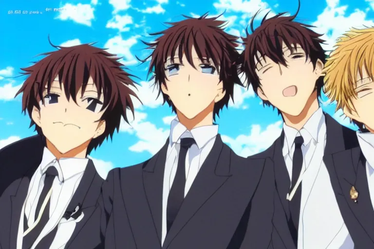 Prompt: Three Handsome Men, Kyoto Animation