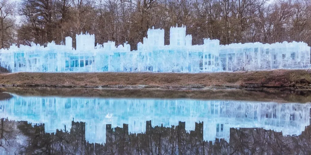 Image similar to a castle made out of ice, reflections, sparkle