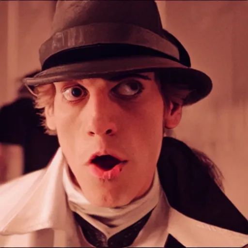 Image similar to Live Action Still of Jerma in A Clockwork Orange, real life, hyperrealistic, ultra realistic, realistic, highly detailed, epic, HD quality, 8k resolution, body and headshot, film still