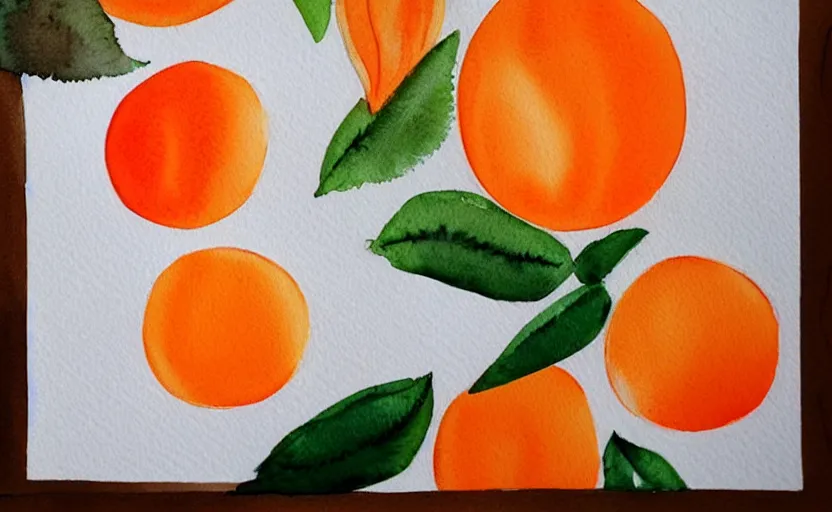 Image similar to minimalist watercolor art of oranges in the style of raissa oltmanns