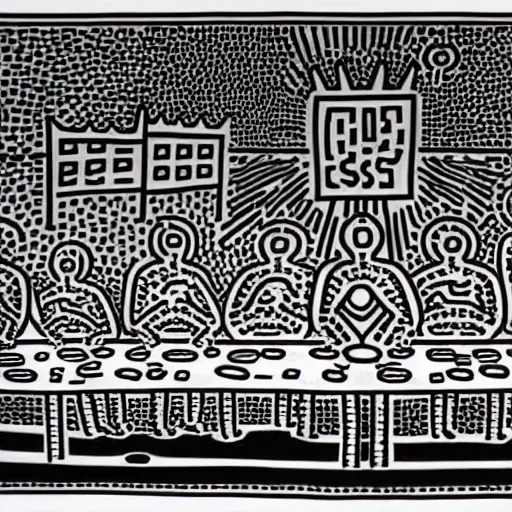 Image similar to The last supper, by Keith Haring