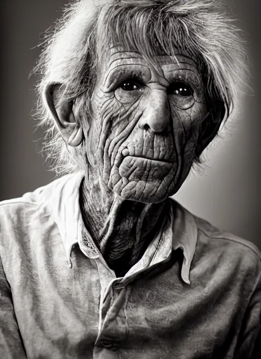 Image similar to DSLR photo portrait still of 132 year old age 132 Keith Richards at age 132!!!, 85mm f1.8