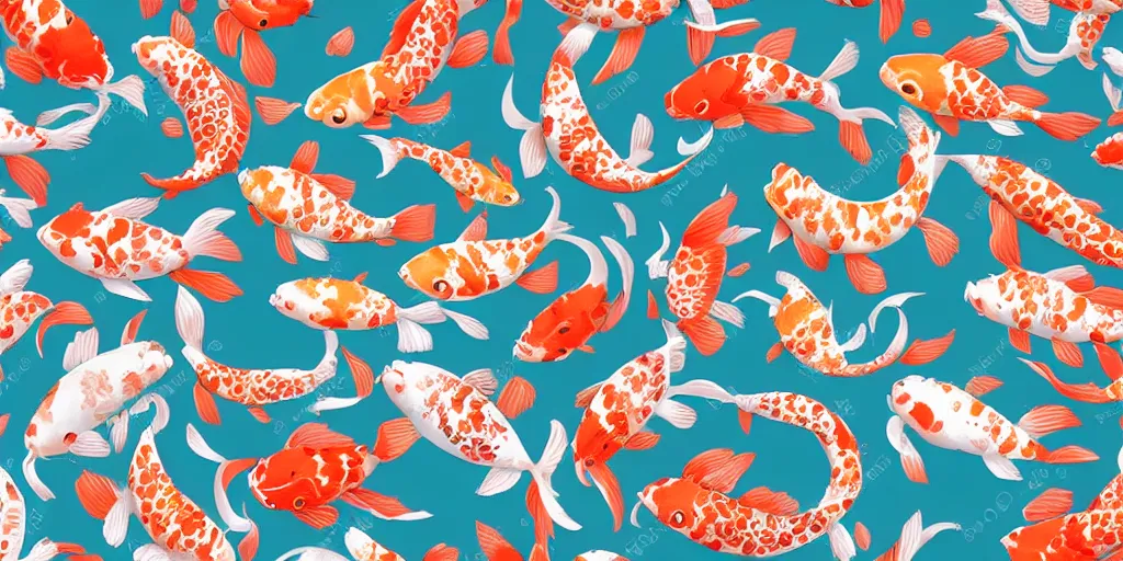 Image similar to repeating pattern of cute koi fishies