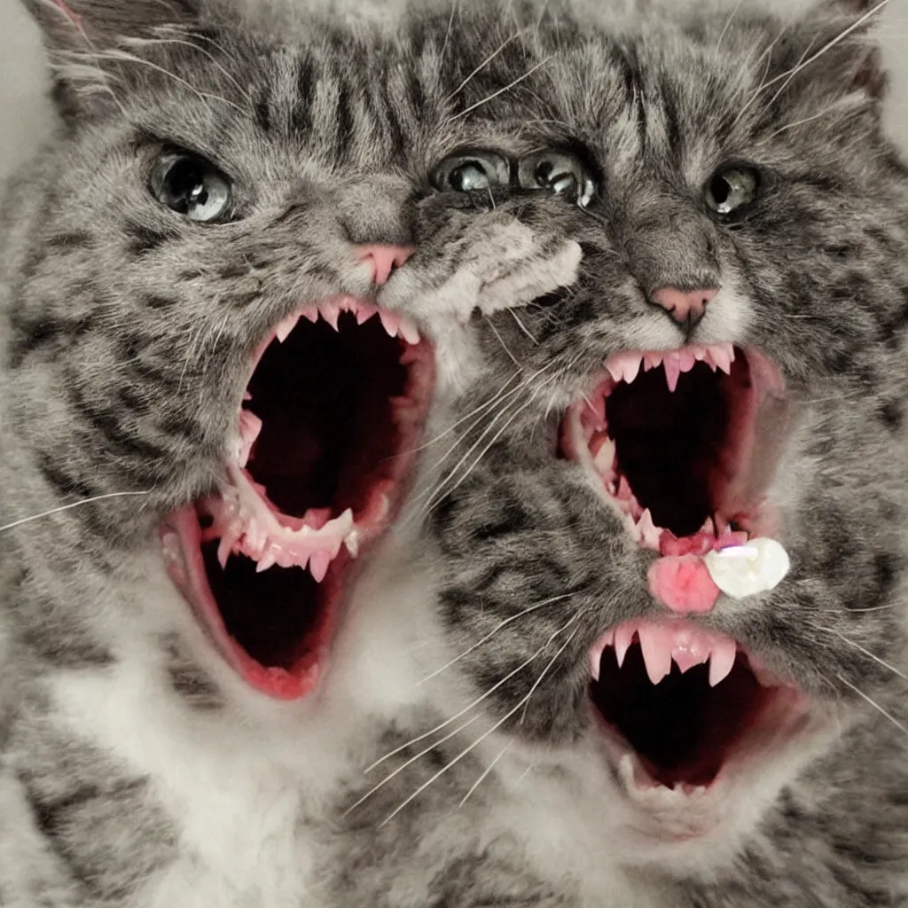 Image similar to horrifying cat, fangs