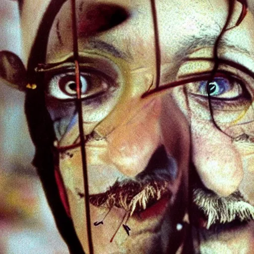 Image similar to 3 5 mm color photograph of salvador dali tripping on lsd