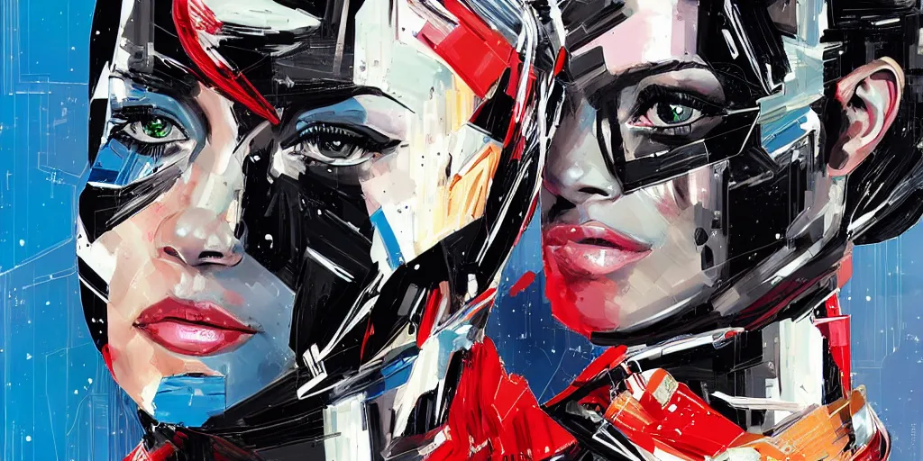 Image similar to a portrait of a female android, by MARVEL comics and Sandra Chevrier, 4k