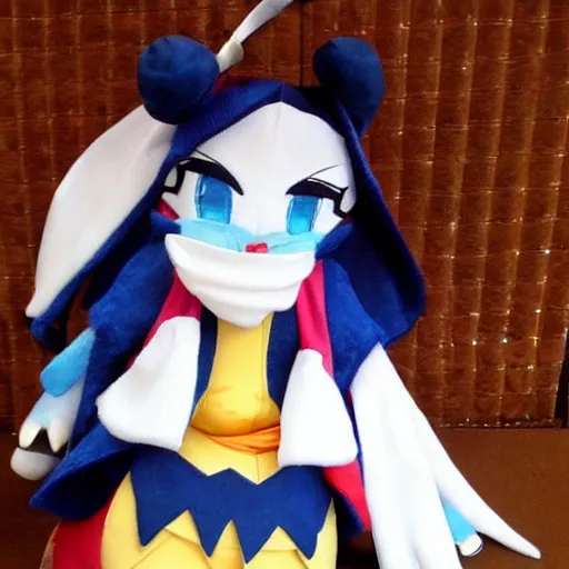 Image similar to cute fumo plush of the court jester who knows far more intrigue than she lets on, anime girl