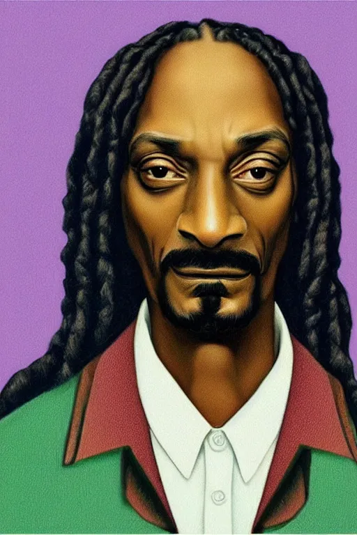 Prompt: ultra realistic snoop dogg face portrait in the style of grant wood