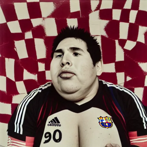 Prompt: a portrait of obese lionel messi by nobuyoshi araki