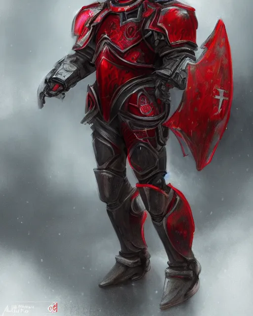 Image similar to knight armored in red, fantasy art, trending on artstation