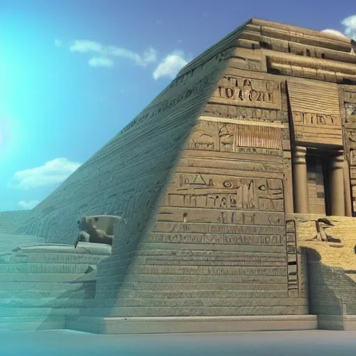 Image similar to ancient egyptian structure, retrowave epic art, trending on art station