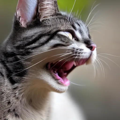 Prompt: a cat with the head of a dangerous snake, mouth wide open, photo taken by nikon, very detailed, 4 k