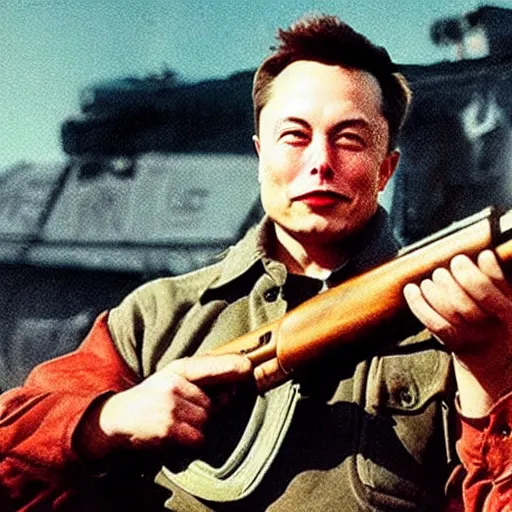 Prompt: elon musk with a kar98K in world war 2