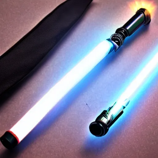 Prompt: a lightsaber with an iridescent blade