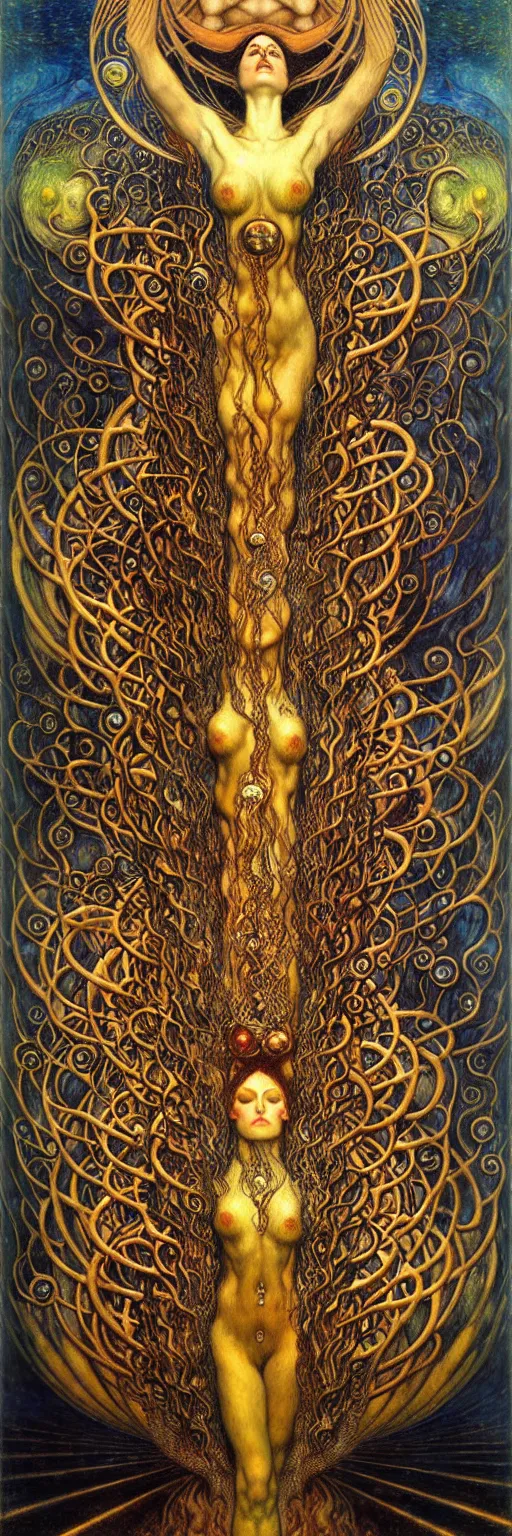 Image similar to Divine Chaos Engine by Karol Bak, Jean Delville, William Blake, Gustav Klimt, and Vincent Van Gogh, symbolist, visionary