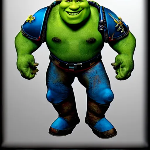 Prompt: Shrek as Space Marine Captain, concept art