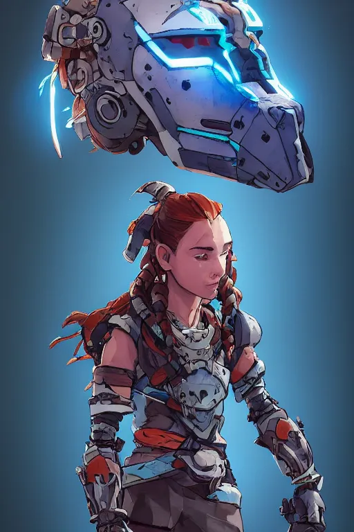 Image similar to combination suit armor aloy horizon forbidden west horizon zero dawn robot ninja mask helmet backpack tribal, art gta 5 comics, official fanart behance hd artstation by jesper ejsing, by rhads, makoto shinkai and lois van baarle, ilya kuvshinov, ossdraws radiating a glowing aura cgi rtx 2 0 2 2