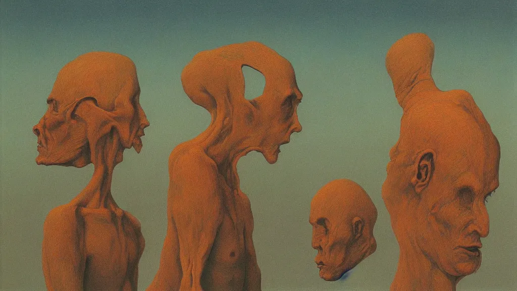 Prompt: the creature stole my heads by Zdzisław Beksiński,