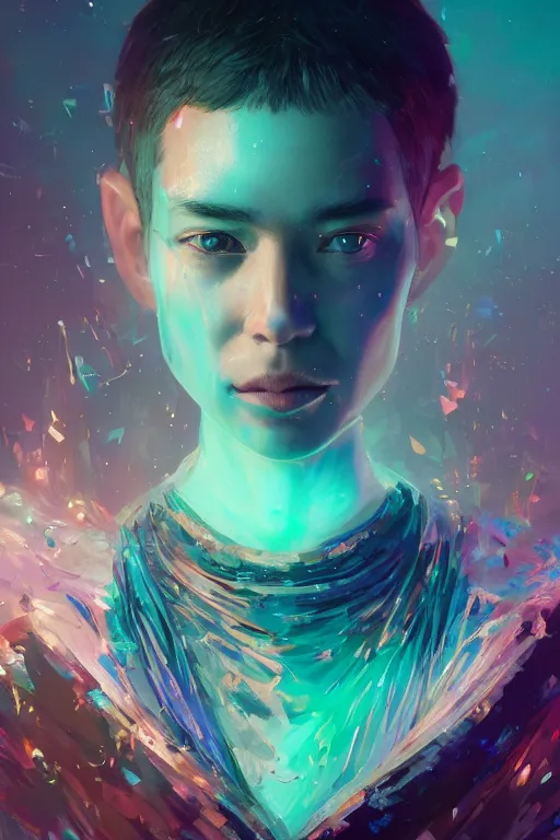 Prompt: A fancy portrait of a crystalized human by Greg Rutkowski, beeple, Sung Choi, Mitchell Mohrhauser, Maciej Kuciara, Johnson Ting, Maxim Verehin, Peter Konig, final fantasy, macro lens, 35mm, 8k photorealistic, cinematic lighting, HD, high details, dramatic, dark atmosphere, trending on artstation