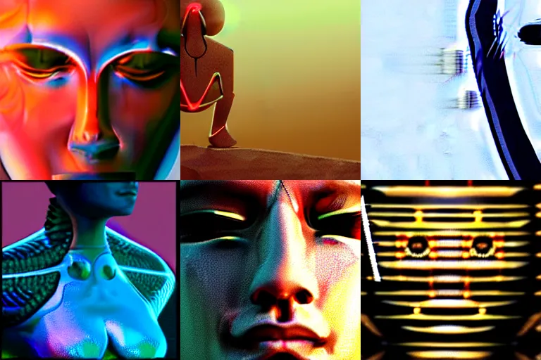 Prompt: A portrait of a cyborg meditating, sci-fi style, hyperrealist, 3d render, unreal engine, ue5, trending on artstation
