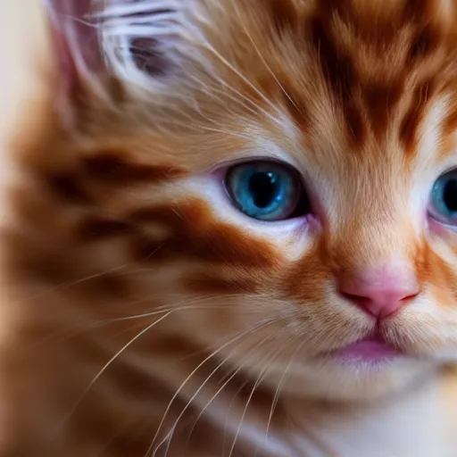 Image similar to A Close up photograph of a Cute ginger kitten, 8k, UltraHD