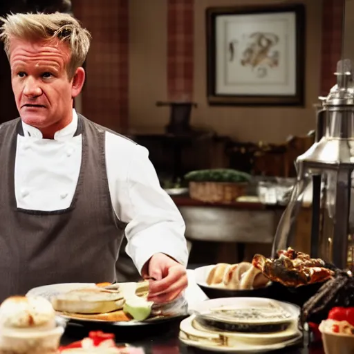 Image similar to gordon ramsey starring as home alone movie, movie still, 8 k