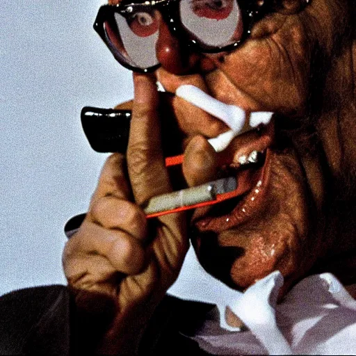 Image similar to hunter s. thompson as camel joe smoking cigarette, detailed faces