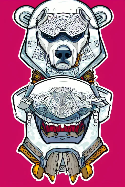 Image similar to Portrait of a polar bear in samurai armor, knight, medieval, sticker, colorful, illustration, highly detailed, simple, smooth and clean vector curves, no jagged lines, vector art, smooth