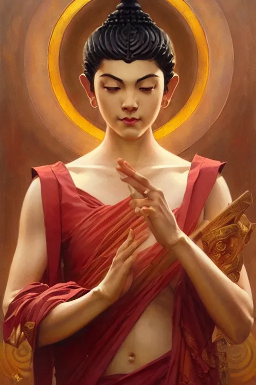 Prompt: temple, buddhism, impressionnisme, painting by greg rutkowski, j. c. leyendecker, artgerm