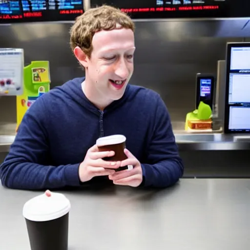 Image similar to mark zuckerberg working in mcdonalds