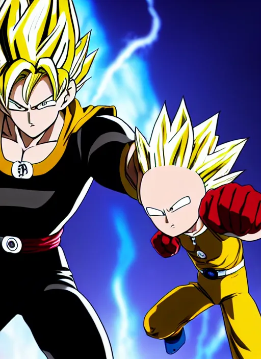 Image similar to super saiyan one punch man, detailed, rtx, 4 k resolution