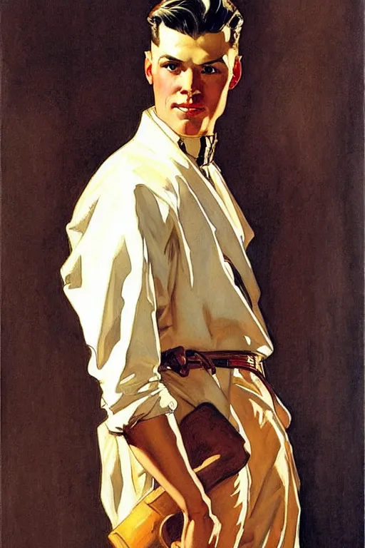 Image similar to attractive male, character design, painting by j. c. leyendecker