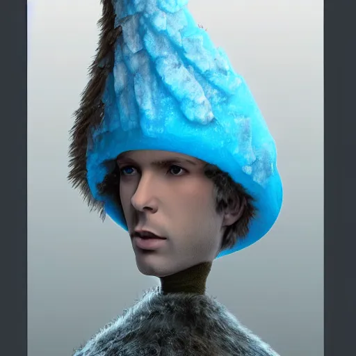 Image similar to A glacier with an ice cone hat, ultra realistic, ultra detailed, award winning, 8K, concept art