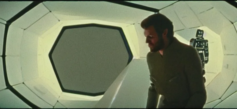 Image similar to film still from 2 0 0 1 : a space odyssey ( 1 9 6 8 ) in the style of cronenberg, super panavision 7 0 lenses, 6 5 mm ( eastman 5 0 t 5 2 5 1 )