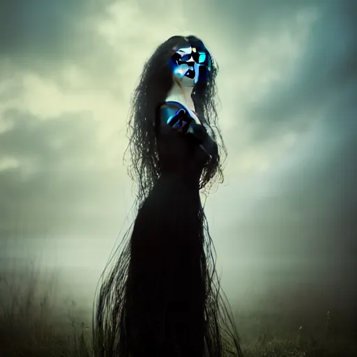 Image similar to photographic portrait of a stunningly beautiful gothic spirit ghostly female in soft dreamy light at sunset, contemporary fashion shoot, by edward robert hughes, tim burton, annie leibovitz and steve mccurry, david lazar, jimmy nelsson, breathtaking, 8 k resolution, extremely detailed, beautiful, establishing shot, artistic, hyperrealistic, beautiful face, octane render