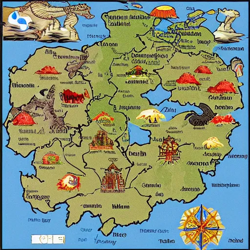 Prompt: map of russia with dragon icons,