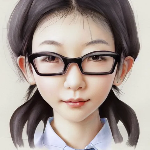 Prompt: a perfect, realistic professional digital sketch of a semirealistic schoolgirl, by pen and watercolor, by a professional Chinese Korean artist on ArtStation, on high-quality paper