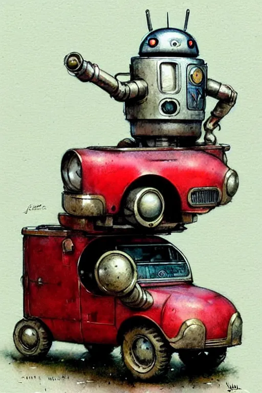 Image similar to adventurer ( ( ( ( ( 1 9 5 0 s retro future robot android teddy wagon. muted colors. ) ) ) ) ) by jean baptiste monge!!!!!!!!!!!!!!!!!!!!!!!!! chrome red