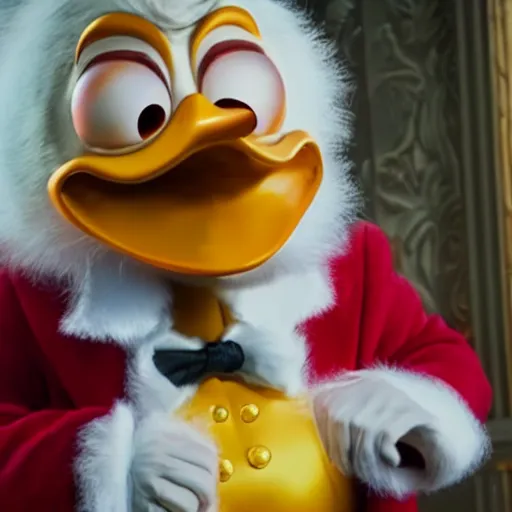 Prompt: hyperrealistic cgi Scrooge McDuck from Ducktales live-action movie still 8k hdr amazing lighting