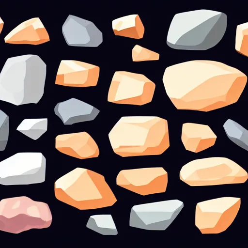 Prompt: boulder stones clipart vector design illustration. stones set. video game asset, 1 6 bit, high poly, vector clipart print