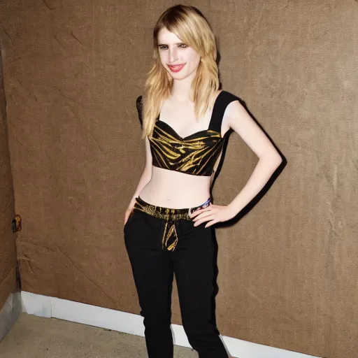 Image similar to full body photo of emma roberts as an amazon warrior